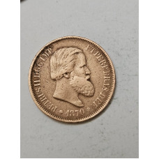 Moeda Brasil  20 Réis 1870 - D. Pedro II (2º Reinado) - Cunhagem com Data de Baixa Tiragem