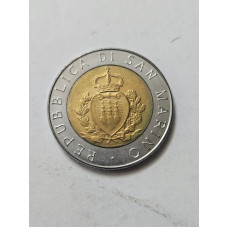 Moeda Bimetálica San Marino 500 Liras 1987 - Três Torres (Città del Vaticano)