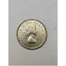 Moeda Canadá 5 Cents 1963 - Níquel - Castor (Beaver) e Retrato Jovem Elizabeth II