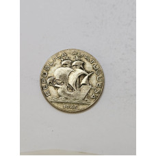 Moeda Prata Portugal 2 Escudos e Meio (2$50) 1945 - Caravela e Escudo Nacional