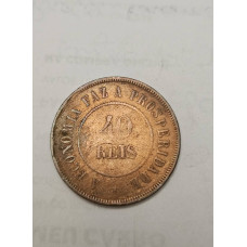 Moeda Brasil bronze 40 réis 1889 MBC