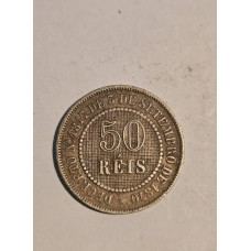 Moeda Brasil 50 reis 1887 império MBC