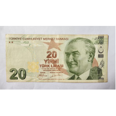 Cédula Turquia 20 Liras Turcas - Atatürk e Mimar Kemaleddin - MBC Coleção