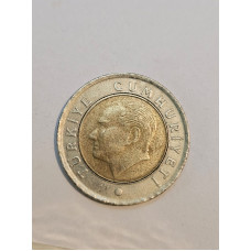 Moeda da Turquia 50 kurus 1991 bimetalica