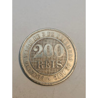 Moeda de Prata Rara 200 Réis Brasil Império 1888 - D. Pedro II