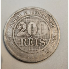 Moeda Brasil 200 réis 1889 república V045