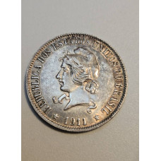 Moeda 2000 Réis do Brasil - 1911 - Prata XX gramas MBC-S