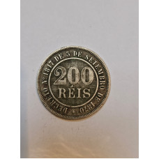 Moeda Brasil Império 200 réis 1888 cupro-niquel