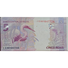 Cédula Brasil 5 reais letras IE FE