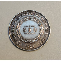Moeda Brasil 500 réis 1858 MBC-S terceiro sistema império