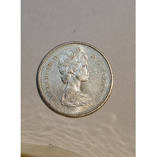 Moeda 25 Centavos de Dólar Canadense - 1965 - Rena prata