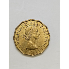 Moeda da Inglaterra 3 pence 1959 Rainha Elizabeth II
