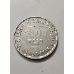 Moeda brasil Republica 2000 reis   1907 prata MBC