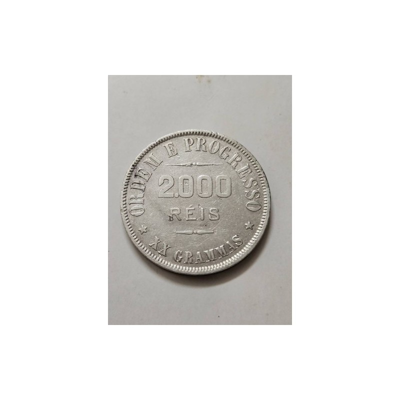 Moeda brasil Republica 2000 reis   1907 prata MBC