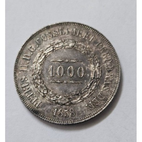 Moeda Brasil império 1000 réis 1858 mbcS
