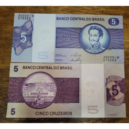 Cédula Brasil 5 cruzeiros C133a FE  Asterisco Rara