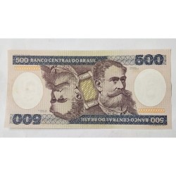 Cédula de 500 Cruzeiros em condição Flor de Estampa (FE). Com a imagem de Marechal Deodoro da Fonseca. Item de colecionador em p