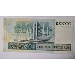 Cédula Brasil 100 Mil Cruzeiros Carimbo 100 Cruzados (C179) FE - JK