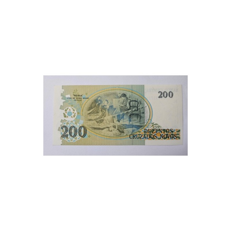 Cédula Rara 200 Cruzados Novos C208a * reposição asterisco FE - Banco Central do Brasil