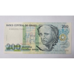 Cédula Rara 200 Cruzados Novos C208a * reposição asterisco FE - Banco Central do Brasil