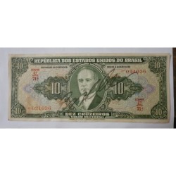 Cedula Brasil 10 cruzeiros C075 autografada mbc