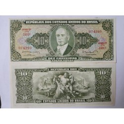 Cédula Brasil 10 cruzeiros C082 FE Getulio Vargas