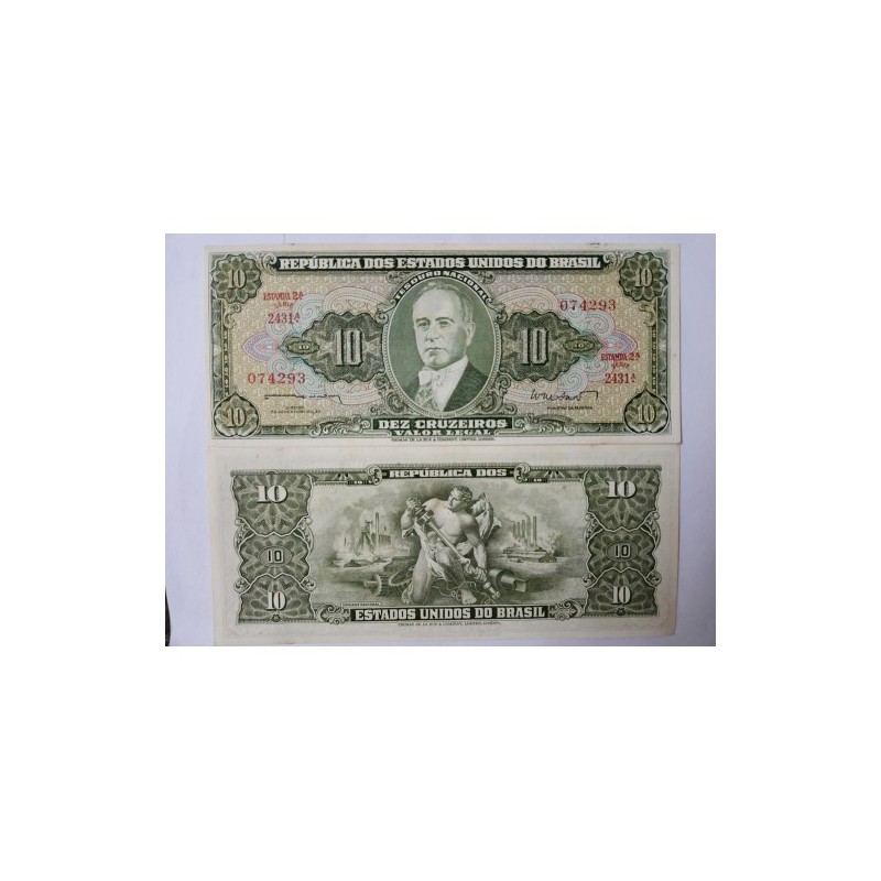 Cédula Brasil 10 cruzeiros C082 FE Getulio Vargas