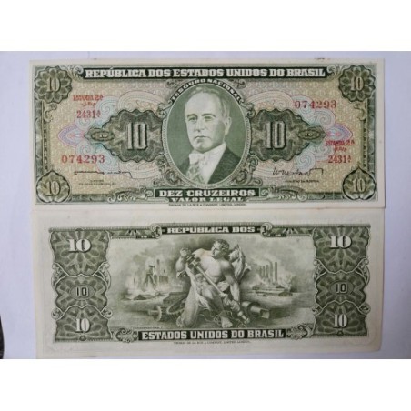 Cédula Brasil 10 cruzeiros C082 FE Getulio Vargas