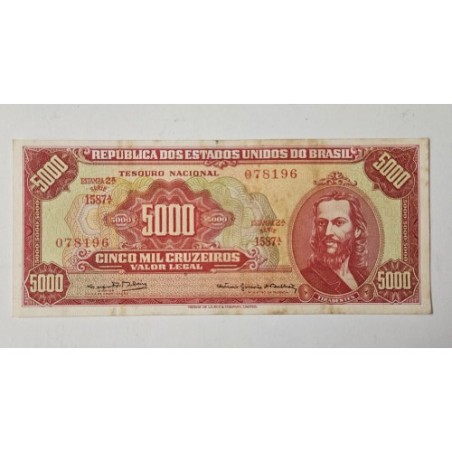 Cedula Brasil 5000 cruzeiros C109 soberba Tiradentes