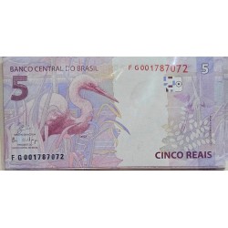 Cédula Brasil 5 reais letras FG FE