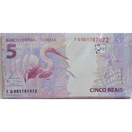 Cédula Brasil 5 reais letras FG FE