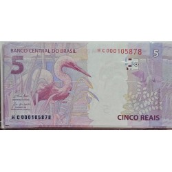 Cédula Brasil 5 reais letras HC FE
