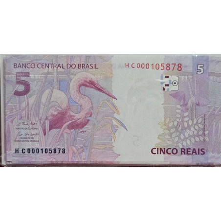 Cédula Brasil 5 reais letras HC FE