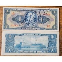Cédula Brasil 1 cruzeiro C009 autografada Soberba