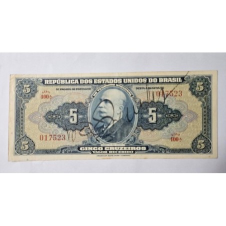 Cédula Brasil 5 cruzeiros C017 MBC+ Autografada