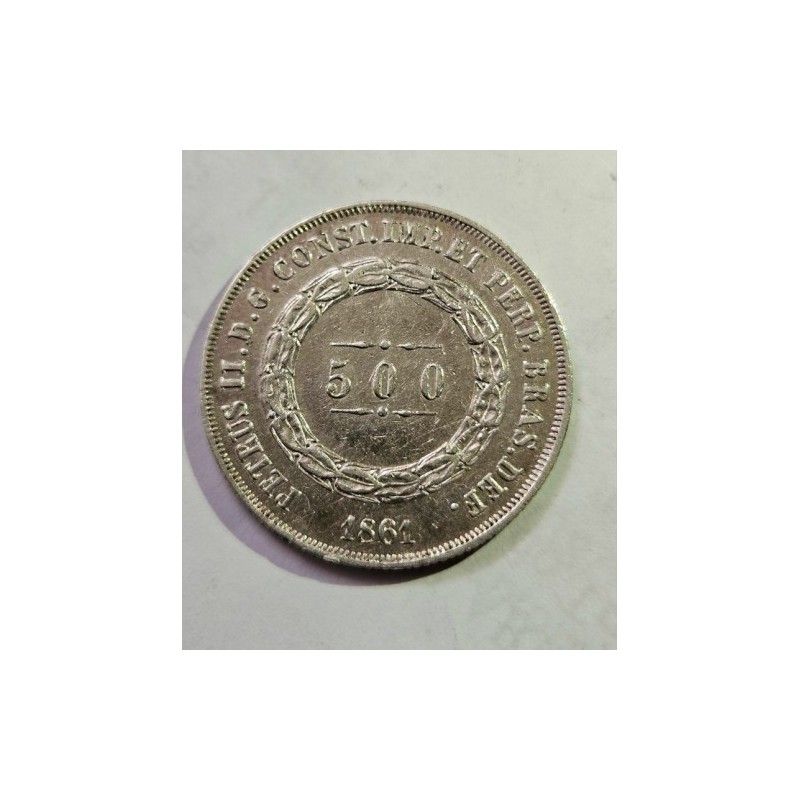 Moeda Brasil império 500 reis 1861 MbcS