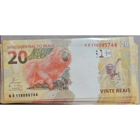 Cédula Brasil 20 reais GE Guardia Goldfajn FE