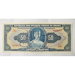 Cédula Brasil 50 cruzeiros C024 FE Princesa Isabel autografada