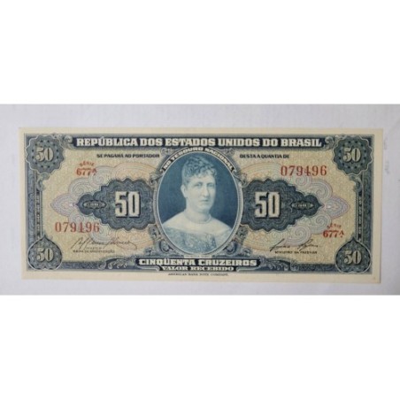 Cédula Brasil 50 cruzeiros C027 SFE leve dobra