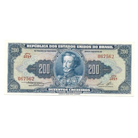Cédula Brasil 200 cruzeiros C039 Soberba escassa Dom Pedro I