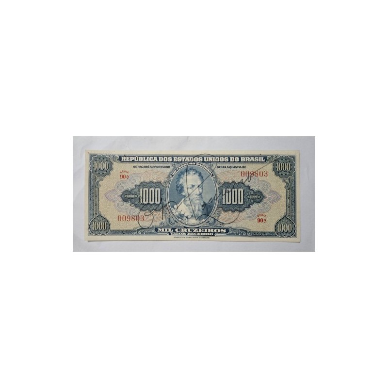 Cédula Brasil 1000 cruzeiros C048 Soberba Autografada