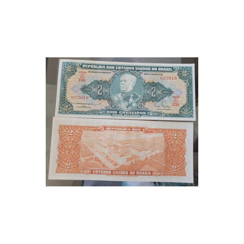 Cédula Brasil 2 cruzeiros C061 Flor de estampa Duque de Caxias