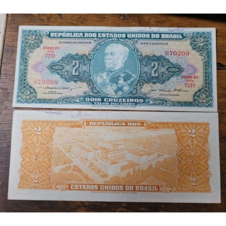 Cédula Brasil 2 cruzeiros C063 Soberba com manchas