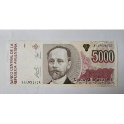 Cédula Argentina 5000 australes Soberba