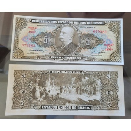 Cédula Brasil 5 cruzeiros C069 FE Barão Rio Branco