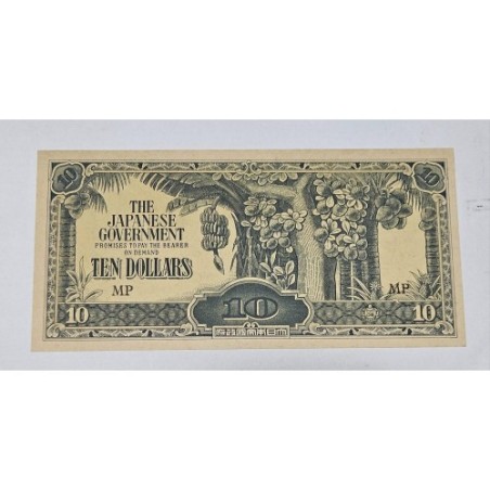 Cédula da Malásia  10 dólares ocupação japonesa FE