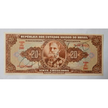 Cédula Brasil 20 cruzeiros C083 Autografada FE