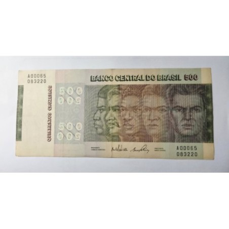 Cédula Brasil 500 cruzeiros C148 1972 Serie Raças escassa Mbc