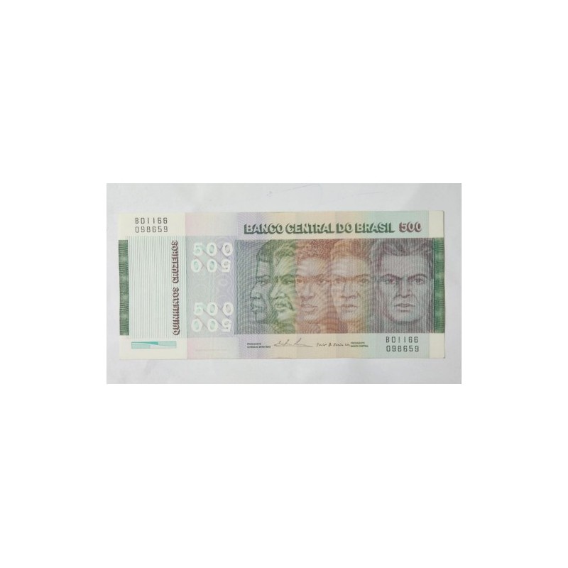 Cédula Brasil Série Raças 500 cruzeiros C150 FE Sesquicentenario Independencia