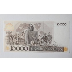 Adquira esta belíssima cédula de 10.000 Cruzeiros, período dos Cruzados Novos, com o busto de Rui Barbosa. Peça autêntica, em es